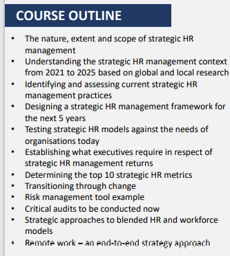 Strategic HR Course Outline
